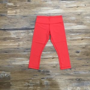 Lululemon Wunder Under Crop Striped Fiery Red 6